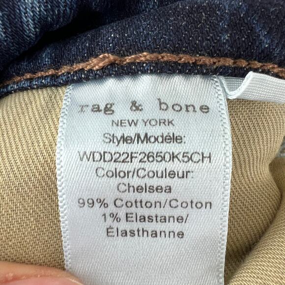 Rag & Bone Cate Mid Rise Skinny Denim Jeans Chelsea Blue Cotton Blend Size 28 - Picture 8 of 10